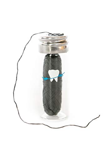 Biodegradable Bamboo Charcoal Dental Floss with Grapefruit Seed Extract - Eco-Friendly, Vegan, Refillable Glass Jar - 3 Pack