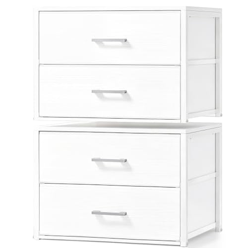 Stackable Closet Drawers for Clothes - 2 Pack, 15.7”D x 21.2”W x 16.1”H, Fabric Storage Organizer