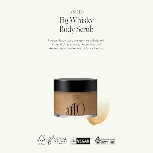 Fig Whisky Body Scrub - Vegan Exfoliator for Smooth Skin 8.46 oz - Anillo