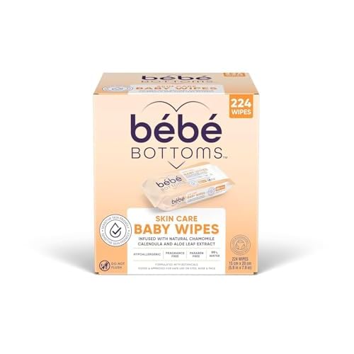 B?b? Bottoms Hypoallergenic Facial Cloth and Baby Wipes - Fragrance & Paraben Free, Sensitive Skin Friendly - Travel Essentials, Baby Essentials - Ideal for On-the-Go Families (224 Count)
