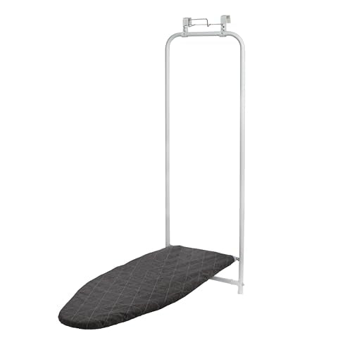 White Over The Door Ironing Board - Space Saving Fold-Down Design for Small Spaces