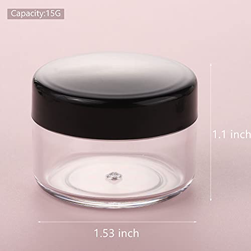 Black 15g Makeup Sample Containers - 100 Count Travel Cosmetic Jars with Lids Variation of Black / 15g