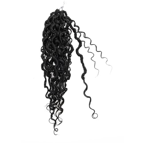 Goddess Locs Crochet Hair 8 Packs - 12 Inch Faux Locs for Black Women, Curly Goddess Braids