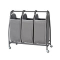 Neatfreak Charcoal Grey Triple Laundry Hamper Sorter with Removable Totes and Rolling Wheels
