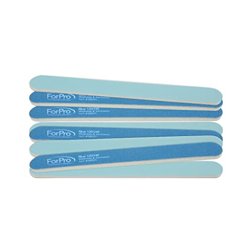 ForPro Professional Collection Blue Foam Board, 120/240 Grit, Mylar Manicure and Pedicure Nail File, 7¡± l x .75¡± w, 50 Count