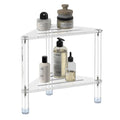 14.37 Inch GOIOOIA Acrylic Corner Shower Stool with Storage Shelf - Clear, Heavy Duty, for Leg Shaving