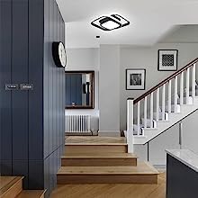 Motion Sensor LED Ceiling Light 36W Black Modern Flush Mount Indoor Fixture