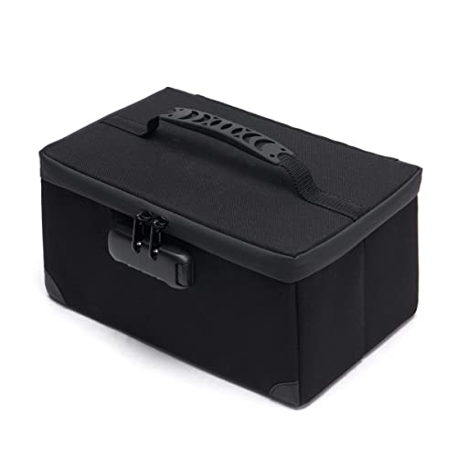 Portable Cosmetic Bag with Lock, Large Capacity Travel Makeup Case Organizer, Waterproof Makeup Bags for Girls Traveling With Handle and Divider Makeup Bag¡¦(Black)