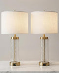 Set of 2 Modern Bedside Table Lamps with USB Charging Ports - 24.4 Inch Nightstand Lamps for Bedroom & Living Room