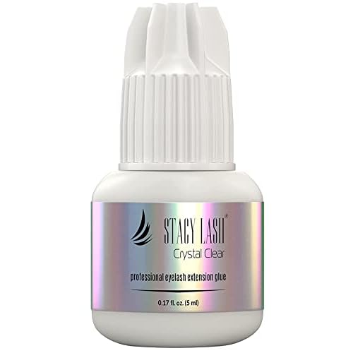 Crystal Clear Eyelash Extension Glue 5ml & Stacy Lash Serum 5ml for Lashes Growth & Thickness/Enhancing Natural Eyelashes/with Biotin / 1Sec Drying Time/Retention 8 Weeks/Transparent Adhesive