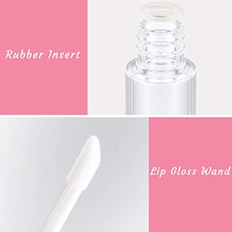 Blulu 30 Pcs 10 ml Lip Gloss Tubes Bulk Empty Refillable Lip Balm Bottle Clear Plastic Gloss Container Reusable Lipstick Bottle with Rubber Insert for Women DIY Lipgloss Cosmetics(Pink, Black, White)