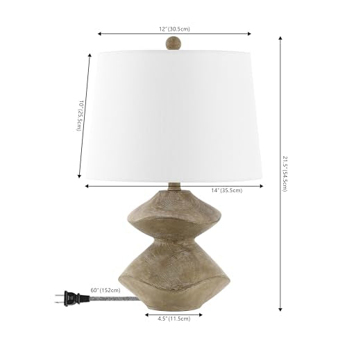 Jonathan Y Laken 21.5-Inch Rustic Wood Finish Cairn LED Table Lamp - Brown
