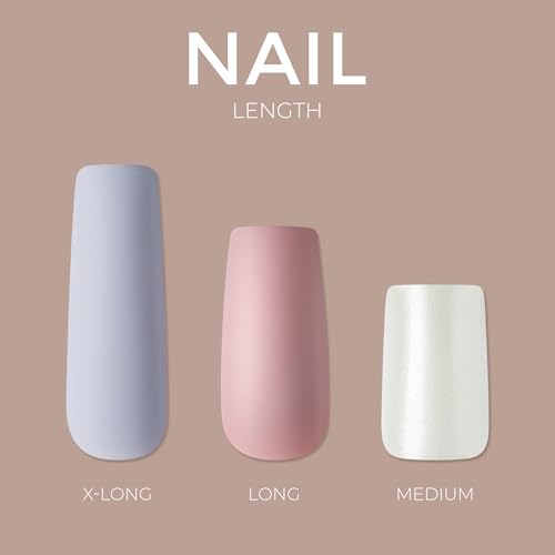 KISS Gel Fantasy, Press On Nails, Nail glue included, '4 the Cause', Beige, Long Size, Coffin Shape, Includes 28 Nails, 2g Glue, 1 Manicure Stick, 1 Mini File, 1 Adhesive Tab