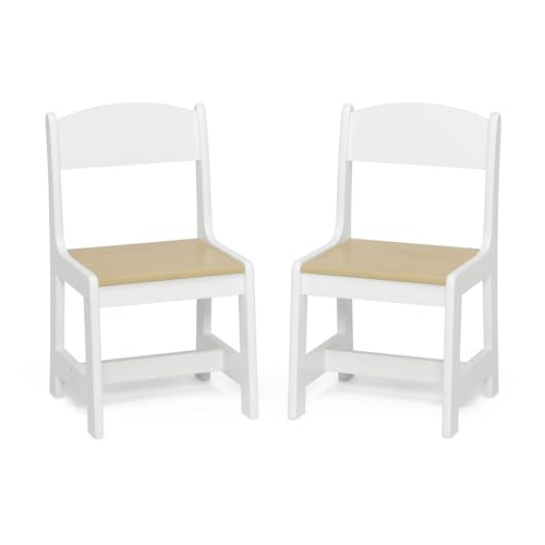 Kids Wood Table and Chair Set with 2 Chairs for Arts, Crafts & Homework - Bianca White/Natural