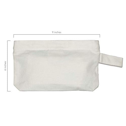Organic Cotton Canvas Zipper Pouch - Heavy Duty Canvas Tool Pouch - Sturdy Canvas Coin Bag - White Makeup, Cosmetic, Toiletries, Stationery, Pencils, Travel, Fabric Zipper Bag (4 White)