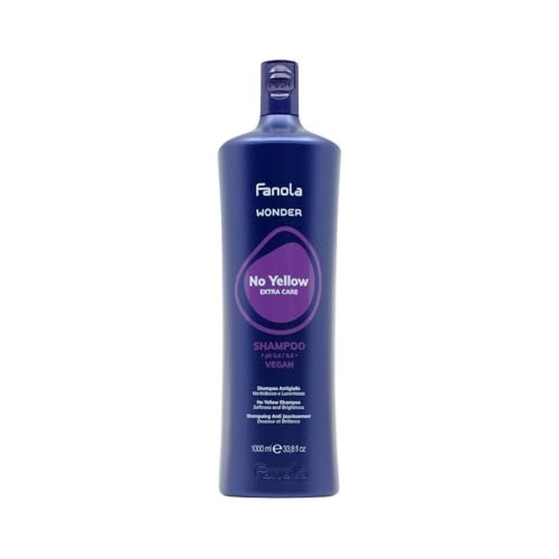 Fanola Wonder No Yellow Purple Shampoo - Purple Color Depositing Shampoo for Blondes, Bleached & Grey Hair - Formulated with Violet Pigment to Remove Brassy Tones from Hair (33.8 Fl Oz)