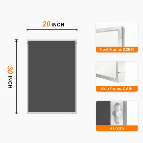 20x30 Inch Wall-Mounted Bathroom Vanity Mirror with Silver Frame