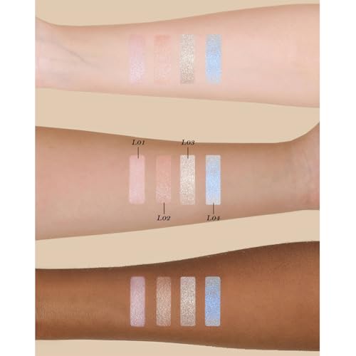Flower Knows Little Angel Embossed Highlighter - Cool Starlight Highlighter Powder,Long-Lasting Ethereal Starry Glow,Cool Blue-Purple & White Pearl Shimmer,Galaxy-Inspired(L04 Moon River)