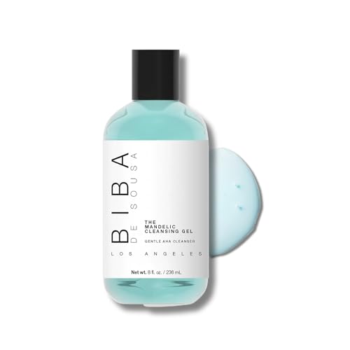 Biba De Sousa, The Mandelic Cleansing Gel - Gentle, Sulfate-Free Foaming AHA and Mandelic Acid Skin Cleanser- Antioxidant Botanical Blend - For All Skin Types (8 ounce)