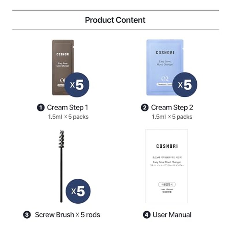 COSNORI Easy Brow Mood Changer Cloud Taupe ? Brow Tinting Kit, Soft Ash Brown Shade, Natural-Looking Brows, Gentle Formula, At-Home Application, 5 Applications