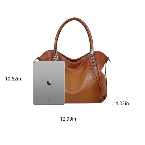 HESHE Leather Shoulder Tote Bag for Women - Sorrel Variant