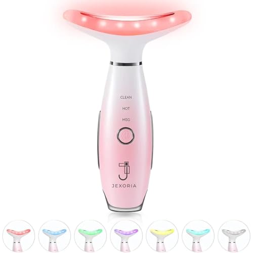 7-Color LED Light Therapy Massager with Heat & Vibration ? Face & Neck Skin Firming & Facial Tightening Tool ? Jawline Care ? Gift for Moms, Teens & Friends