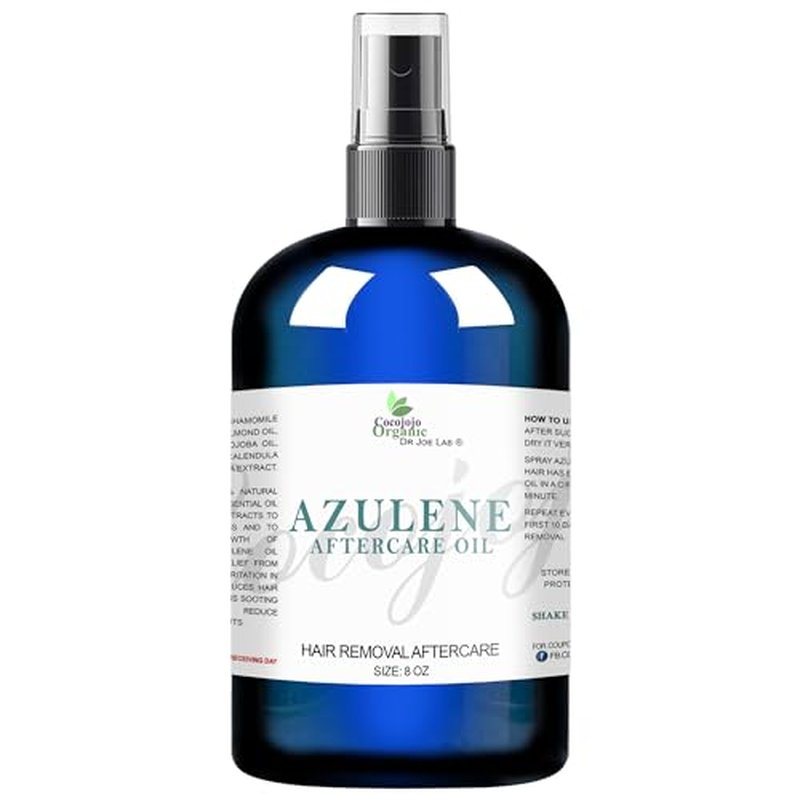 cocojojo Azulene Oil After Waxing Sugaring Soothing Hair Retardant 8 Oz Decreasing Hair Thickness After Hair Removal Natural Delaying Hair Regrowth