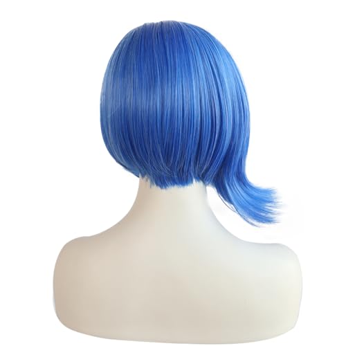Blue Short Bob Wig for Women - Navy Blue Cosplay Wig with Adjustable Cap, Sad & Upset Style