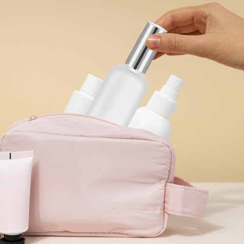 32 Pack Frosted Glass Spray Bottles with Fine Mist Pump - Reusable Perfume & Travel Containers - Silver