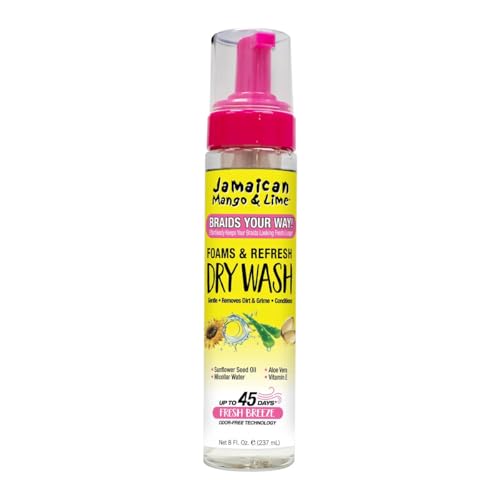 Jamaican Mango & Lime Braids Your Way Dry Wash ? Gentle Cleansing Foam for Braids, Locs & Twists ? No-Rinse Dry Shampoo for Scalp