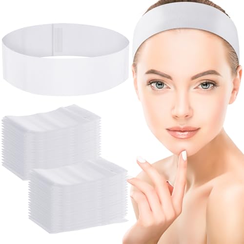 Disposable Spa Headbands 200 Pack White Stretch Non-Woven Hair Bands - Variation of THIS listing