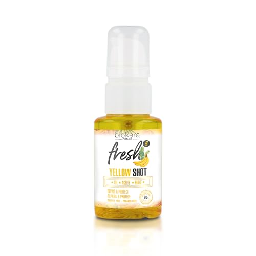 Salerm Biokera Yellow Shot Hair Oil - Nourishing Almond & Abyssinian Oil, Repair & Shine - 75ml