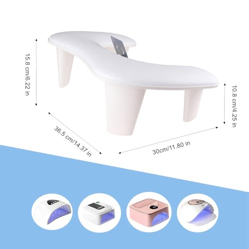 White Manicure Arm Rest with 360° Rotating Phone Holder for Nail Tech - MZCMSL