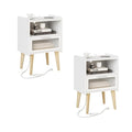 Nightstand with Charging Station - 2 Tiers, White, Variation 2