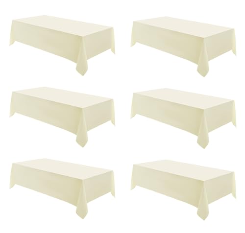 Ivory Rectangle Tablecloth 90x156 Inch for 6ft & 8ft Tables - Pack of 6