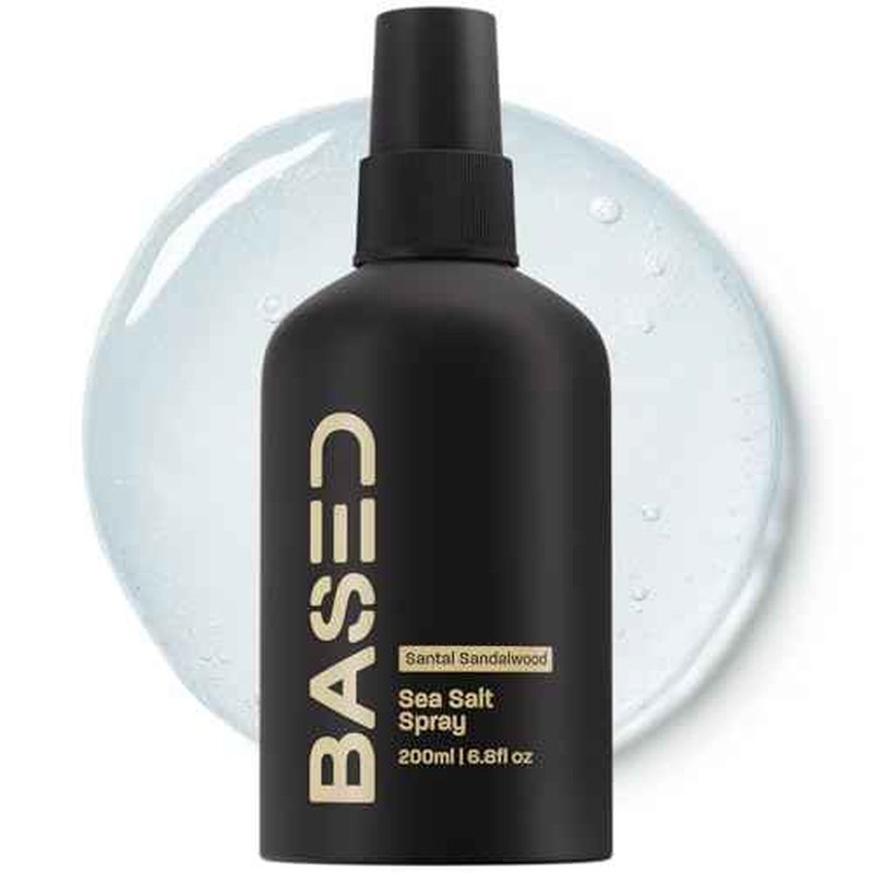 BASED Sea Salt Spray, Natural Finish Sea Salt Spray for Hair, Volumizes & Texturizes, Infused with Kelp & Vitamin B5, Light & Non-Greasy, Paraben, Sulfate, Phthalate Free, 6.8 oz (Pack of 1)