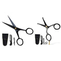 Pack of 2 ONTAKI 5" German Steel Beard & Mustache Scissors & 4.2" Japanese Steel Round Tip Beard & Mustache Scissors