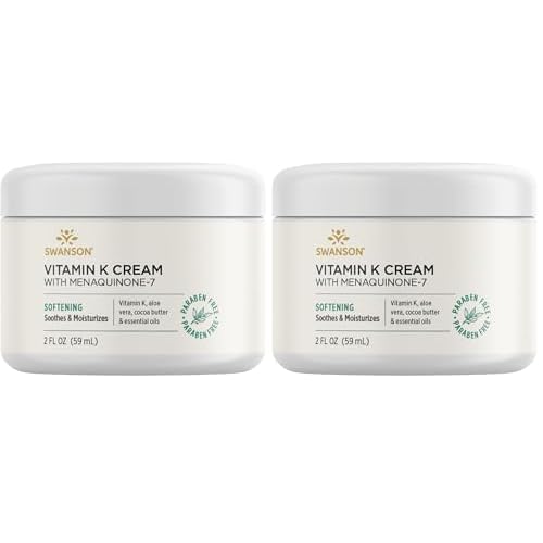 Swanson Vitamin K Cream with Menaquinone-7-2 fl Ounce (59 ml) - Nourishing Cream for Skin Health and Vibrance (Pack of 2)