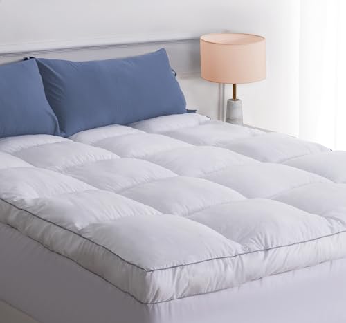 Queen Cooling Plush Mattress Topper with Pillow Top - White, 3-Inch Thick