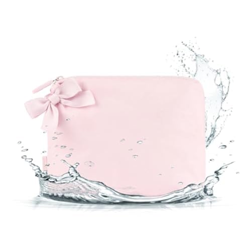 Crinkle Makeup Bag with Iridescent Soap Bubble Design - Ballet Pink
