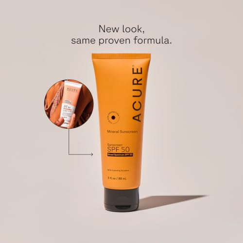 Acure Mineral Sunscreen SPF 50 - 3 Fl Oz Travel Size Non Toxic Face & Body