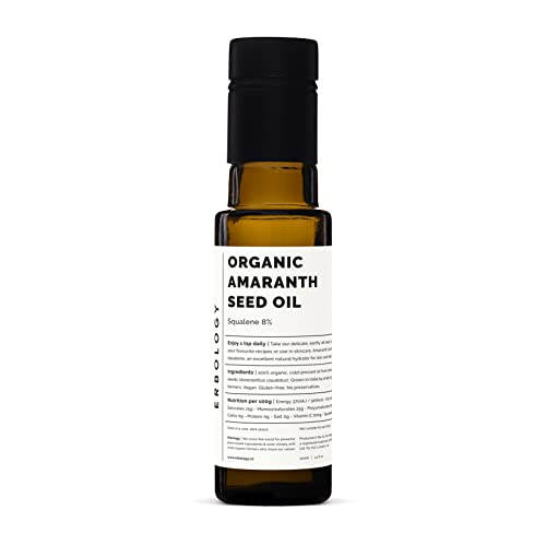 Erbology Organic Amaranth Oil 3.4 fl oz - Cold-Pressed - Rich in Squalene (8%) and Vitamin E (580% RI) - Regenerate and Nourish - No Additives or Preservatives - Sustainably Sourced - Vegan - GMO-Free
