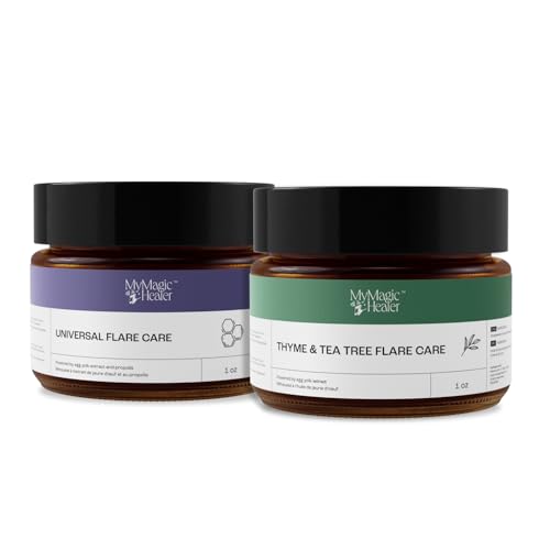 Complete Flare Care | Universal Flare & Thyme & Tea Tree Flare Care | Dual Relief for HS, Boils, Cystic Acne, Ingrown hair, Razor Bumps, Pimples, Abscesses & More | Drawing Salve (2 x 1oz)