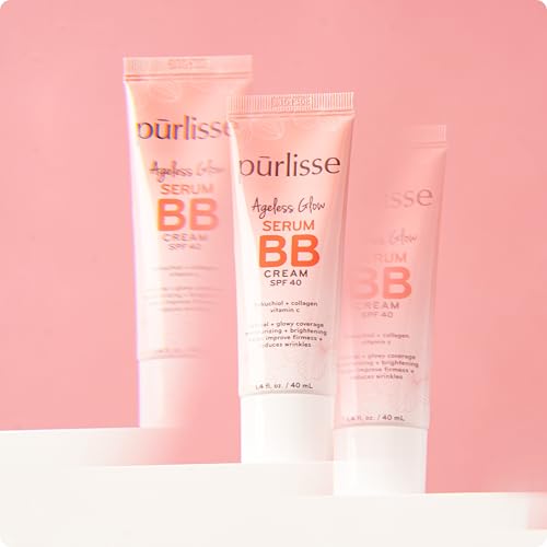 Pūr·lisse Ageless Glow Serum BB Cream SPF 40 - Light Medium 1.4 oz Natural Tinted Moisturizer with Vitamin C & Bakuchiol