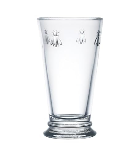 Set of 6 Tall Drinking Glasses 15.6oz Napoleonic Bee Pattern Modern Design