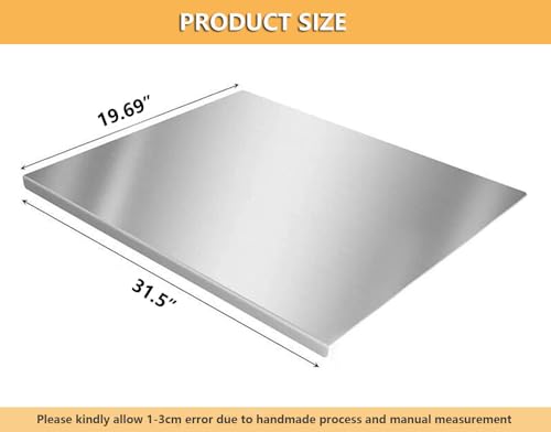 31.5”x 19.7” Stainless Steel Chopping and Kneading Board with Lip and Rolling Pin
