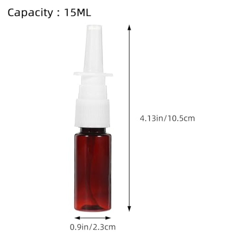 ARTIBETTER Empty Nasal Spray Bottle Amber Plastic Fine Mist Sprayers Refillable Container for Essential Oils Aromatherapy Perfume 15ml 10pcs (Pack of 2)