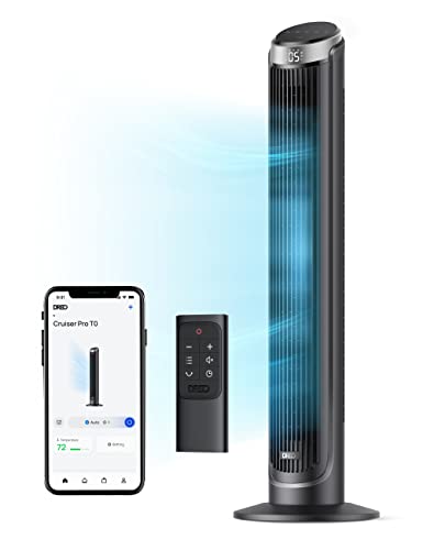 Silver 40-Inch Smart Tower Fan, 90° Oscillating, Quiet Sleep Mode