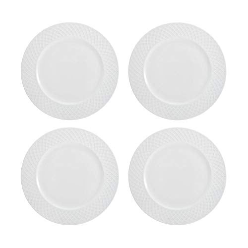 Mikasa Trellis 16-Piece Bone China Dinnerware Set - White, Includes Plates, Bowls & Mugs, Dishwasher Safe, Contemporary Design