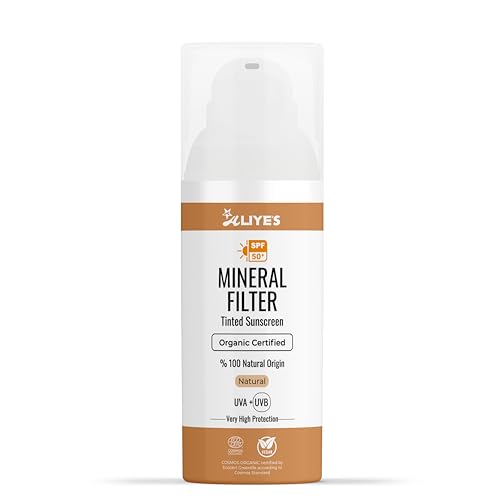 Aliye¡¯s Tinted Organic Sunscreen SPF 50+ | Ecocert Cosmos Certified | 100% Mineral & Vegan Sun Protection | Safe for Sensitive Skin | 50ml (Natural)